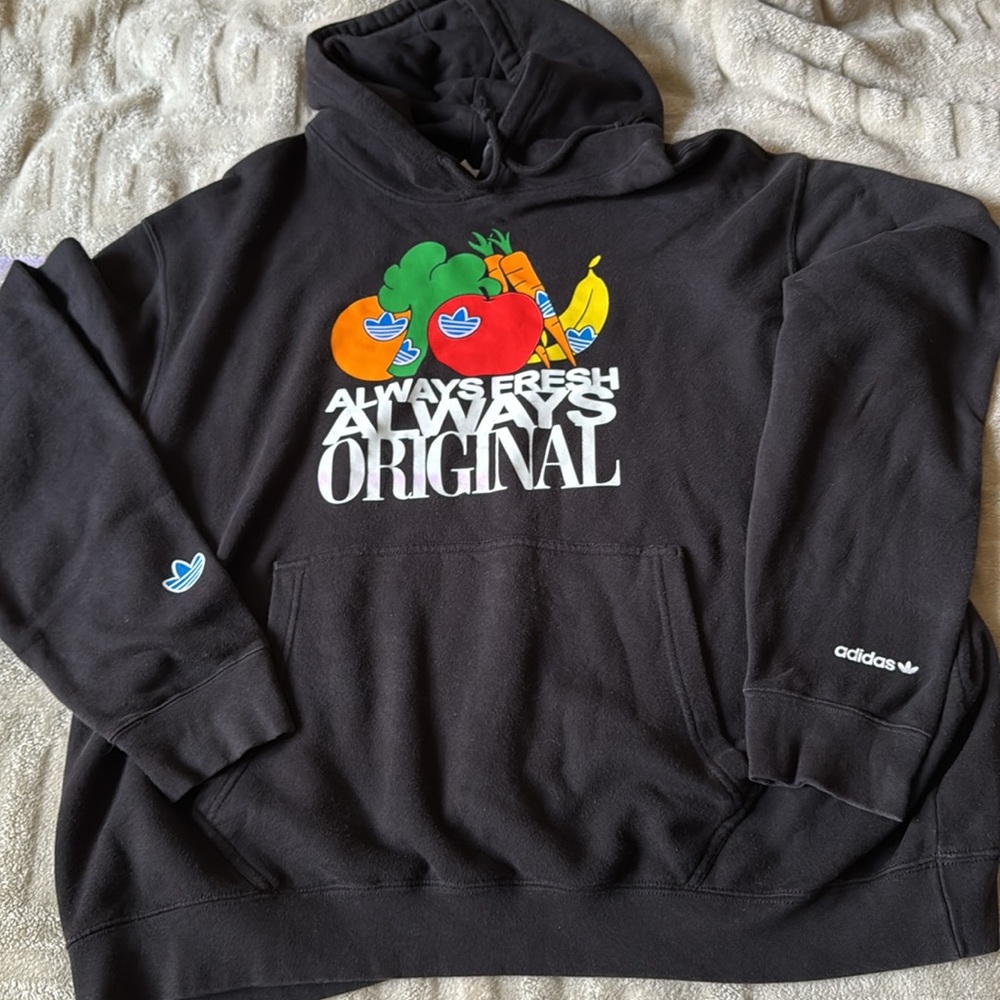 Adidas Black Hoodie with Colorful Graphic EUC